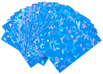 100 Blue Holographic Card Sleeves Perfect Fit Shiny Trading Card Sleeves Standard Size Pokemon Sleeves | Fits Metazoo, Magic The Gathering, Pokemon, Dragon Ball Super