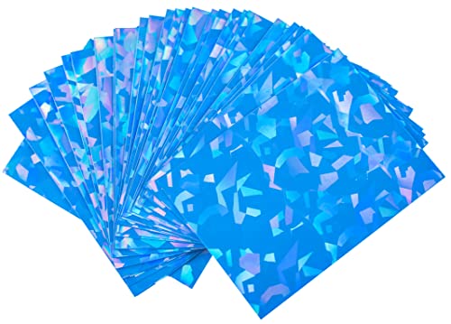 100 Blue Holographic Card Sleeves Perfect Fit Shiny Trading Card Sleeves Standard Size Pokemon Sleeves | Fits Metazoo, Magic The Gathering, Pokemon, Dragon Ball Super