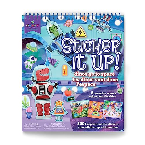 Sticker It Up! - Dinos Go to Space - Repositionable Stickers with 8 Backgrounds & Over 300 Stickers - Mess Free and Travel Friendly for Kids Ages 3 and Up