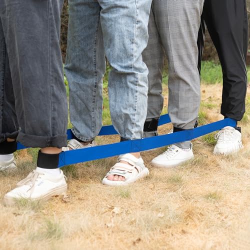 3 Legged Race Bands, Field Day Games for Adults, 4 Players 2pk | Outdoor Games for Carnival, Family Reunion & Backyard Party,Team Building Relay Race Bands - color: 2pk(red+blue)-4persons