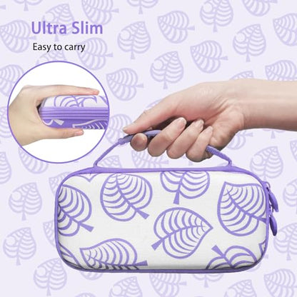 TIKOdirect Carrying Case for Switch lite, Shockproof Portable Travel Bag with Glitter Galaxy cover, Screen Protectors and Cute Leaf Thumb Grips Caps, Purple - color: Leaf Purple
