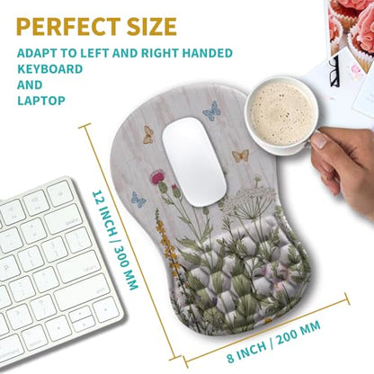 Hokafenle Ergonomic Mouse Pad Wrist Support, Wrist Rest Mousepad for Carpal Tunnel Pain Relief with Integrated Memory Foam Slope Massage Bulge (11.8x7.9 inch,Garden Flowers - color: KM27-Garden Flowers