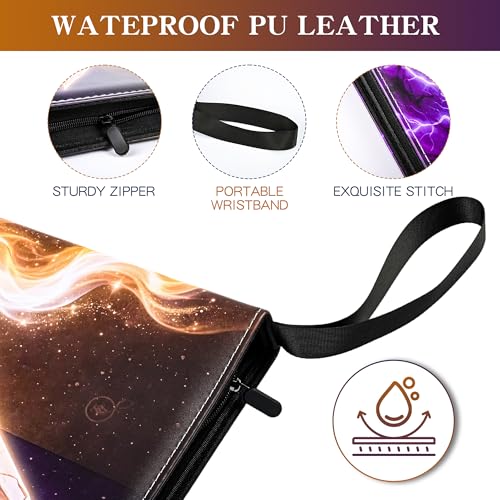 Trading Card Binder 9 Pocket, 900 Pocket Card Holder with 50 Removable Sleeves,PU Waterproof Card Book 3-Ring Zipper Collectible Card Album for Adult Gift (Purple-1) - color: Purple-1, size: 9 Pocket, 900 Cards