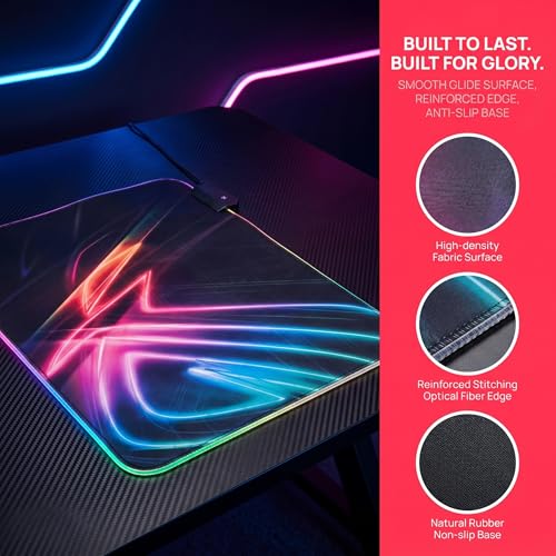 Gaming Led Luminous Mouse Pad, RGB Keyboard Pad, Non-Slip Mouse Pad, Computer Accessories,13.79" L x 9.85" W