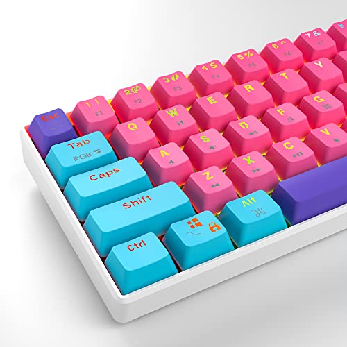 Portable 60% Mechanical Gaming Keyboard Pink/Blue, RGB Backlit Wired Key Board with Red Switch, Compact 61 Keys Mini Office Keyboards with for Windows Laptop PC (61 Zhi/Red Switch) - color: 61 Zhi/Red Switch
