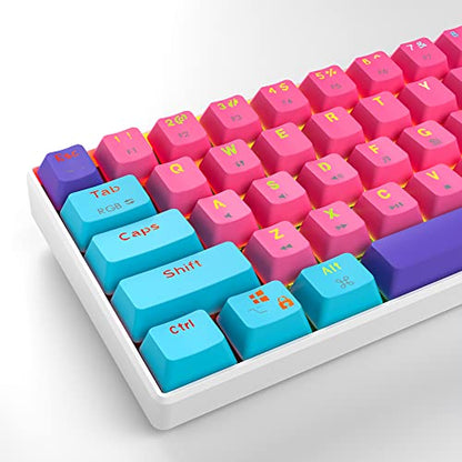 Portable 60% Mechanical Gaming Keyboard Pink/Blue, RGB Backlit Wired Key Board with Red Switch, Compact 61 Keys Mini Office Keyboards with for Windows Laptop PC (61 Zhi/Red Switch) - color: 61 Zhi/Red Switch