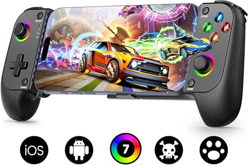 Wireless Phone Controller for iPhone/Android with Hall Joystick, Moblie Controller for iPhone Support Xbox Game Pass, Steam Link, Call of Duty, Roblox, Handheld Gaming Gamepad, Nintendo DS Consoles - color: Black