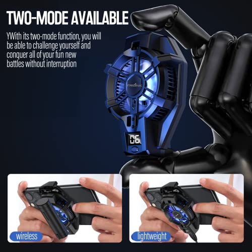 TRILINK Phone Cooler with Rechargeable Battery, Phone Cooling Fan for Gaming Fit All Types of iPhone Android Smartphones, Mobile Phone Radiator with LED Temperature Display/Universal Clamp/RGB LEDs