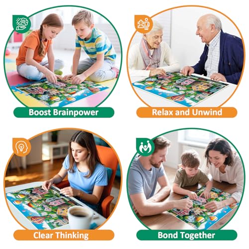 300 Piece Puzzles for Adults,Happy Town Puzzle for Adults Children Elderly,Colorful Hot Air Balloon Jigsaw Puzzle,Interlock Perfectly Letter on Back No Dust,Family Activity Game Nights Gift,20.5x15 in - color: Air Bar