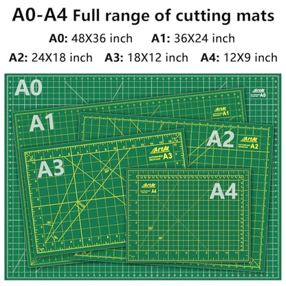 ArtAt Self Healing Cutting Mat: 9"x12" Non-Slip PVC Double Sided 5-Ply A4 Art Craft Rotating Mat, Rotary Cutting Mat for Quilting, Sewing Crafts Hobby Fabric Precision Scrapbooking Project Green - color: Green, size: 12"L x 9"W