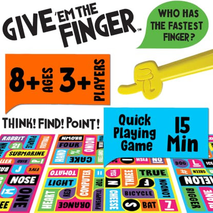 Give 'em the Finger Action Trivia Game, Fast Family Party Game, Ages 8+