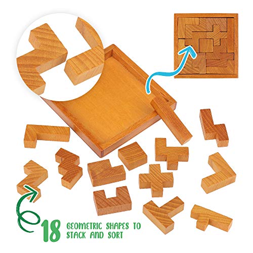 Wooden Brain Teaser Puzzles for Kids Children & Adults. New Level of Challenge for Those who Love Good Mental Workout - style: Classic