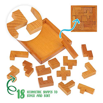 Wooden Brain Teaser Puzzles for Kids Children & Adults. New Level of Challenge for Those who Love Good Mental Workout - style: Classic
