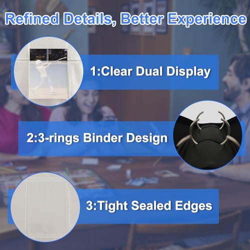 Large 900 Card Binder 9 Pocket Album – Card Binder Pockets for Trading Cards, Photocard, MTG, TCG, Sports Card Storage, Plus Top Loaders for Cards, PU Leather Zipper Cover, 50 Pages & 300 Sleeves