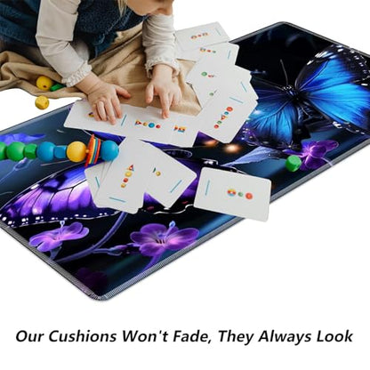 Purple and Blue Butterflies for MTG & TCG Playmat Mouse Pad,BFDHGQZC 24" x 14" Game Mat for MTG/RPG/CCG Trading Card Game Playmats Table Mat Perfect for Card Games Video Games Computer Office - color: Purple and Blue Butterflies