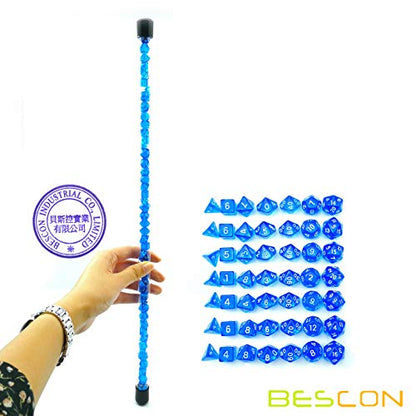 Bescon 49pcs Gem Blue Mini Polyhedral Dice Set in Long Tube, Sapphire Mini for Dungeons and Dragons RPG Dice 7X7pcs, Long Stick Set - color: 7x7 49pcs Gem Blue Tube