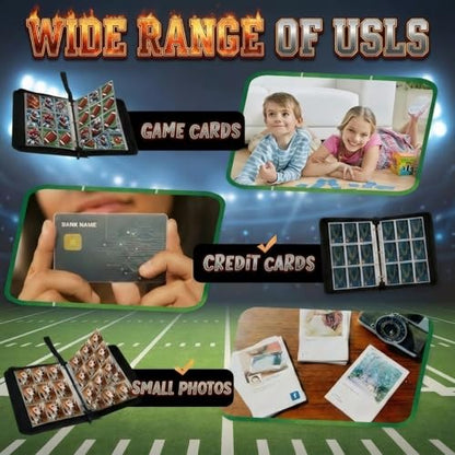 Trading Card Binder 9 Pocket, Football Card Binder Holds 900 Cards with 50 Removable Sleeves, Waterproof PU Leather with Zipper Card Collector Album Book Compatible with TCG Cards - color: Football