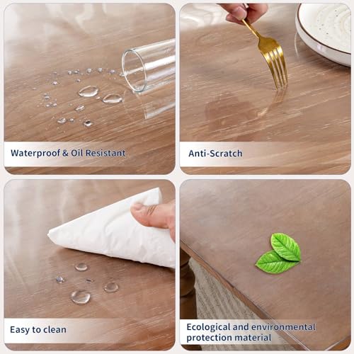 14 x 48 Inch Clear Table Cover Protector, 2mm Thick Clear Desk Mat, Plastic Table Cover, Vinyl Table Protector, Desk Mats on Top of Desks - size: 14" x 48"