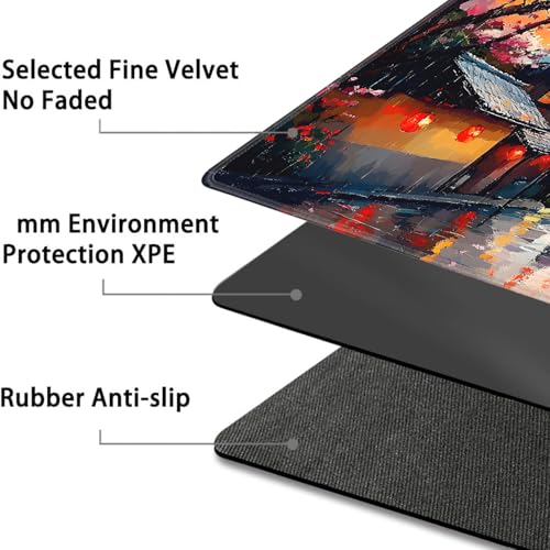 for MTG Game Playmat - 24 x 14 inches with Dices and Storage Bags, Non-Slip Base for TCG and Board Game Card Mats, Trading Card Games Mat, Rainy Cherry Blossom Pathway Collectible Card Playmats - color: Jv-playmat-p7-1-h220