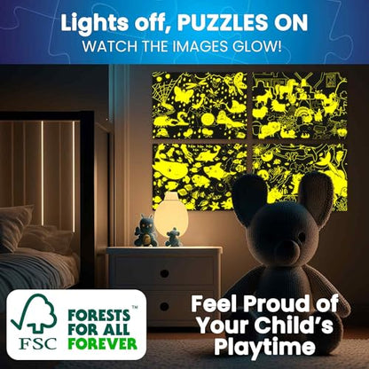 4 x 60 Piece Puzzles for Kids Ages 4-6 - Educational Kids Puzzles Ages 4-8 | Glow-in-the-Dark - Farm Bugs, Tropical and Ocean Animals - Toddler Puzzle - Learning Kids Games Ages 4-8 - Gift for Children - color: 4x60 Bugs