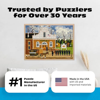 Buffalo Games - Charles Wysocki - Roll Call with a Bang - 300 Piece Puzzle | Art by Charles Wysocki, Made in USA, Easy-Grip Pieces, Recycled Board, Size: 22 x 15 in, With Poster, Frameable Art, Giftable