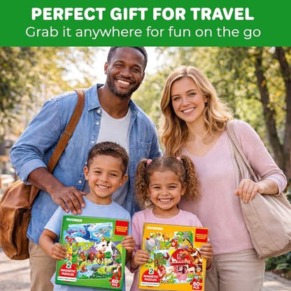 QUOKKA Magnetic Puzzles for Toddlers 3-5 – Search & Find 2 Pack, 60 Pieces Each – Travel Friendly Board with Hidden Objects, Farm and Africa Scenes – Educational Puzzle Gift for 3 Year Olds - color: Magnetic Farm