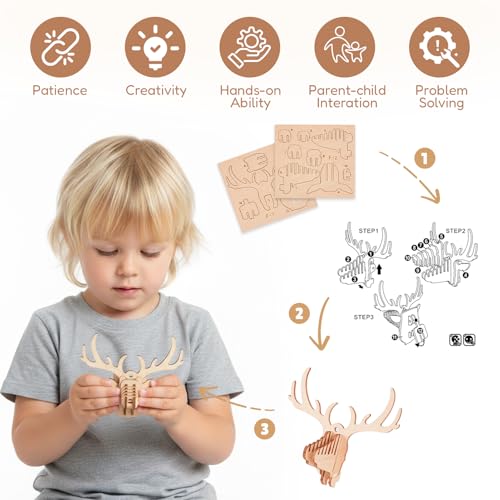3D Wooden Puzzles for Kids, 8 Pcs Animal Assembly Model Wood Arts and Craft Puzzles Set, No-Glue DIY Delicate Pendant STEM Toys for Boys Girls Ages 6+, Educational Birthday Gift, Party Favors - style: 3D-Birds