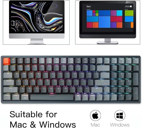 Keychron K4 Bluetooth Wireless Mechanical Keyboard RGB LED Backlit, Hot-swappable Compact 100 Keys USB Wired Computer Gaming Keyboard Aluminum Frame for Mac Windows, Gateron Brown Switch - color: Hot-swappable Brown Switch