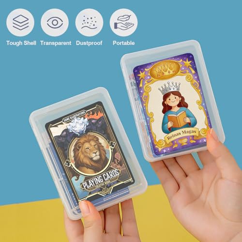 4PCS Game Card Storage Box, Clear Plastic UNO Card Case, High Capacity Card Holders for Playing Cards, Trading Cards, Business Card & More (NO Cards)