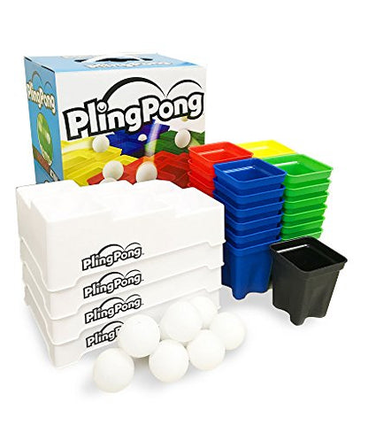 Buffalo Games PlingPong Plinko Bounce Board, 2-4 Players, Family Game Night | Team Play & Speed Rounds, 25 Cups, 9 Balls, 4 Trays & Instructions, Portable Indoors or Outdoors, Party Games for Adults