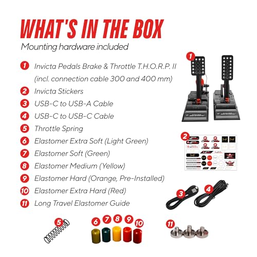 ASETEK SimSports Hydraulic Invicta S-Series T.H.O.R.P. II Sim Racing Pedals | Premium Pedals for Sim Racing | Adjustable and Customizable Pedal Arms for a Perfect Fit in Your Setup | PC Compatible - size: Invicta S-Series
