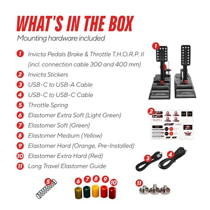 ASETEK SimSports Hydraulic Invicta S-Series T.H.O.R.P. II Sim Racing Pedals | Premium Pedals for Sim Racing | Adjustable and Customizable Pedal Arms for a Perfect Fit in Your Setup | PC Compatible - size: Invicta S-Series