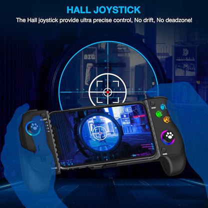 NinjaPlusOX Phone Controller for iPhone/Android with Hall Joystick, Wireless Controller for iPhone Support Xbox Game Pass, PlayStation, Steam Link, Call of Duty, Cloud Android iOS Controller - color: Dark Black