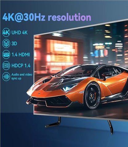 HDMI Splitter 1 in 2 Out, 4K@30Hz HDMI Splitter 1x2 Support 3D 1080P Full HD Compatible with PS5/4/3 Xbox Nintendo Roku HDTV Fire Stick Blu-ray Silver (Only Mirrors Screens) - color: 1x2 4K@30Hz