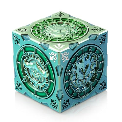 DNDND Chameleon Gold-Green Color Shift Cube Dice - Angular Color Changing D&D Spinner with 6-Side Precision Bearings & Gift Box for TTRPG - color: Chameleon Green
