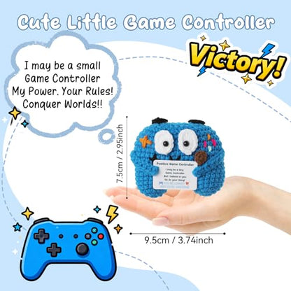 Positive Crochet Controller Gifts for Gamer Boyfriend, Retro Gamer Gifts for Men Teenage Boys, Handmade Gamer Game Controller Doll for Teen Girls Boys Christmas, Emotional Support Crochet Decor