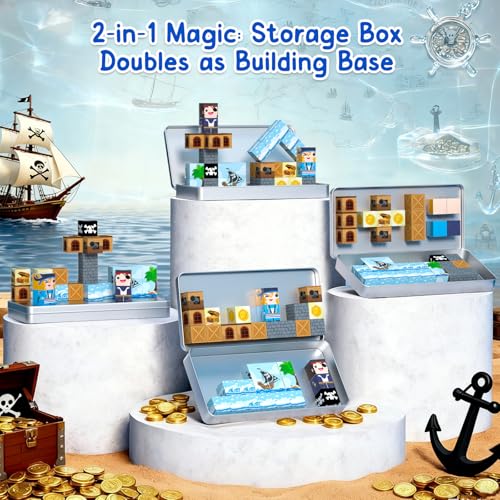 Bmag Magnetic Building Blocks Pirate-Themed Set 35 Pcs, Designed for STEM Education and Group Activity for Kids Aged 3+, Packaged with Storage Box as Gifts for Boys and Girls - size: 35Pcs