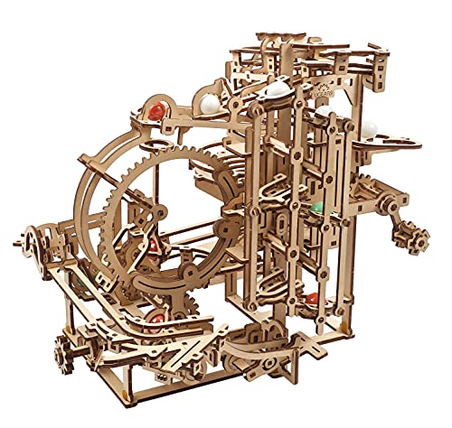 UGEARS Wooden Marble Run Stepped Hoist - Mechanical 3D Wooden Puzzles for Adults Kit, Fun DIY Model Kit Crafts for Adults - Unique Gift 3D Puzzle for Adult Marble Game for Hobby Enthusiasts - 355 Pcs - color: Marble Run Stepped Hoist