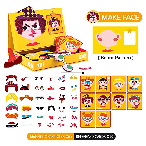 Toi Kids Magnet Toys Magnetic Jigsaw Puzzle Boxes with Game Board for Kids Ages 3-8, Preschool Tabletop Toy for Toddlers, Portable Travel Game, Make Face - style: Make Face
