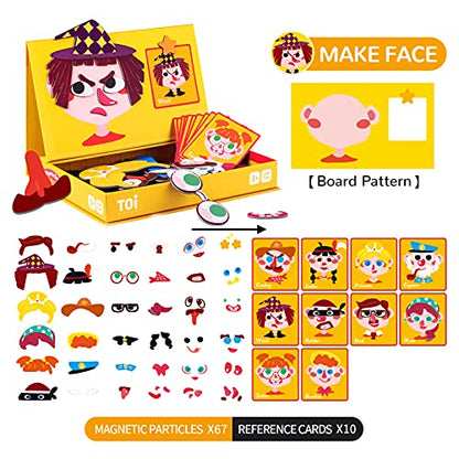 Toi Kids Magnet Toys Magnetic Jigsaw Puzzle Boxes with Game Board for Kids Ages 3-8, Preschool Tabletop Toy for Toddlers, Portable Travel Game, Make Face - style: Make Face