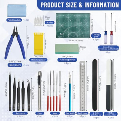 Bigstone 30 PCS Model Tools Kit Hobby Building Tool Modeler Basic DIY Tools Craft Set for Cars, Airplanes, Buildings, Robots Gundam Plastic Models Building Repairing and Fixing
