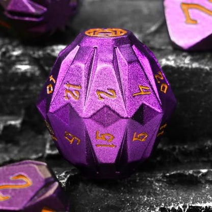 FONVGOGO Dungeons and Dragon Dice Set, Metal DND Dice with Cardboard Box Stonehenge Theme RPG Dice for Role Playing Games Gifts (Purple Orange) - color: S Purple Orange