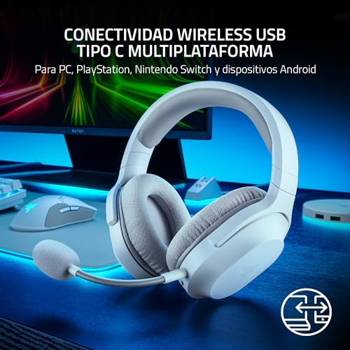 Razer Barracuda X Wireless Gaming & Mobile Headset, 2.4Ghz + BT, White | Bluetooth 5.2, Lightweight, 40mm Drivers, Detachable Mic, 50 Hr Battery - color: White, size: Standard, style: Barracuda X