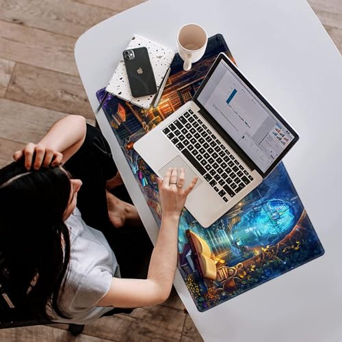 Card Playmat 70 x 40 cm Game Mats Tabletop Magic for MTG/TCG Cards, Trading Card Game Playing Stitched Commander Deck Gaming Desk Duel Mat Card Gameplay Mats, Magical Library - color: Magical Library, size: 27.5"X15.7"