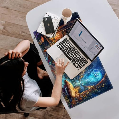 Card Playmat 70 x 40 cm Game Mats Tabletop Magic for MTG/TCG Cards, Trading Card Game Playing Stitched Commander Deck Gaming Desk Duel Mat Card Gameplay Mats, Magical Library - color: Magical Library, size: 27.5"X15.7"