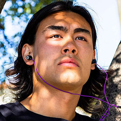 LUDOS Ultra Wired Earbuds in-Ear Headphones, 5 Years Warranty, Earphones with Microphone, Noise Isolating Ear Buds, Memory Foam for iPhone, Samsung, School Students, Kids, Women, Small Ears - Purple - color: Purple, style: 3.5 mm