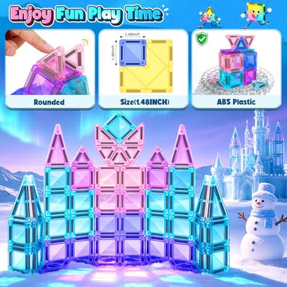 Soyee Mini Magnetic Tiles Kids Toys Travel Essential Games Magnet Building Blocks STEM Sensory Educational Toys for 3 4 5 6 7 8+ Year Old Boys Girls Christmas Birthday Gifts - size: Blue Travel Set