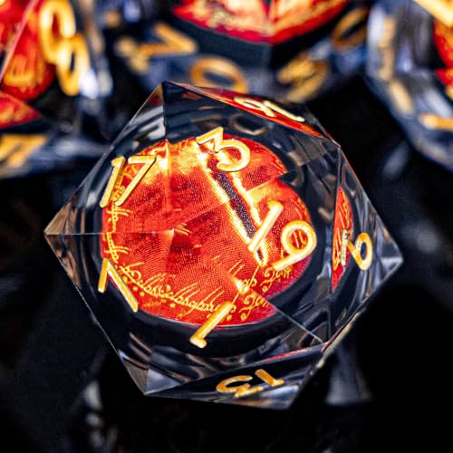 DND Gaze Eye Dice Set 7PCS Liquid Core Polyhedral Dice for Dungeons Dragons RPG Role Playing Game, Resin Sharp Edged D and D Dice with Gift Box D6 D8 D10 D12 D20 (Black Gold) - color: Black Gold--xesl-10