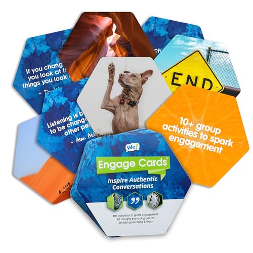 We! Engage Cards - Conversation Cards to Build Trust & Connection - 56 Inspiring Pieces with Quotes, Photos, & Activities - Ideal for Office Meetings, Ice Breakers, and Educational Team Building - color: We! Engage Cards