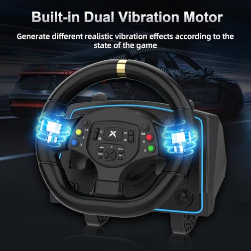 DOYO Racing Wheel - 1080° Degree Universal Usb Car Sim Race Steering Wheel with Pedal and Shifter, Vibration Feedback, Paddle Shifters, Gaming Steering Wheel for PC, Xbox One, PS4, Xbox Series X/S, PS3, Switch